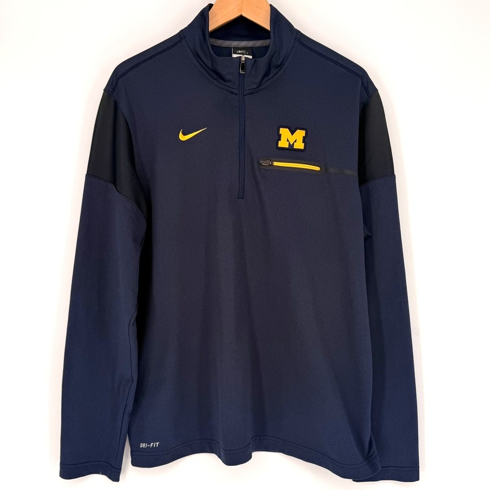Nike Jordan Michigan Wolverines Dri-FIT Quarter Zip‎ Navy Blue L Go Blue NCAA
